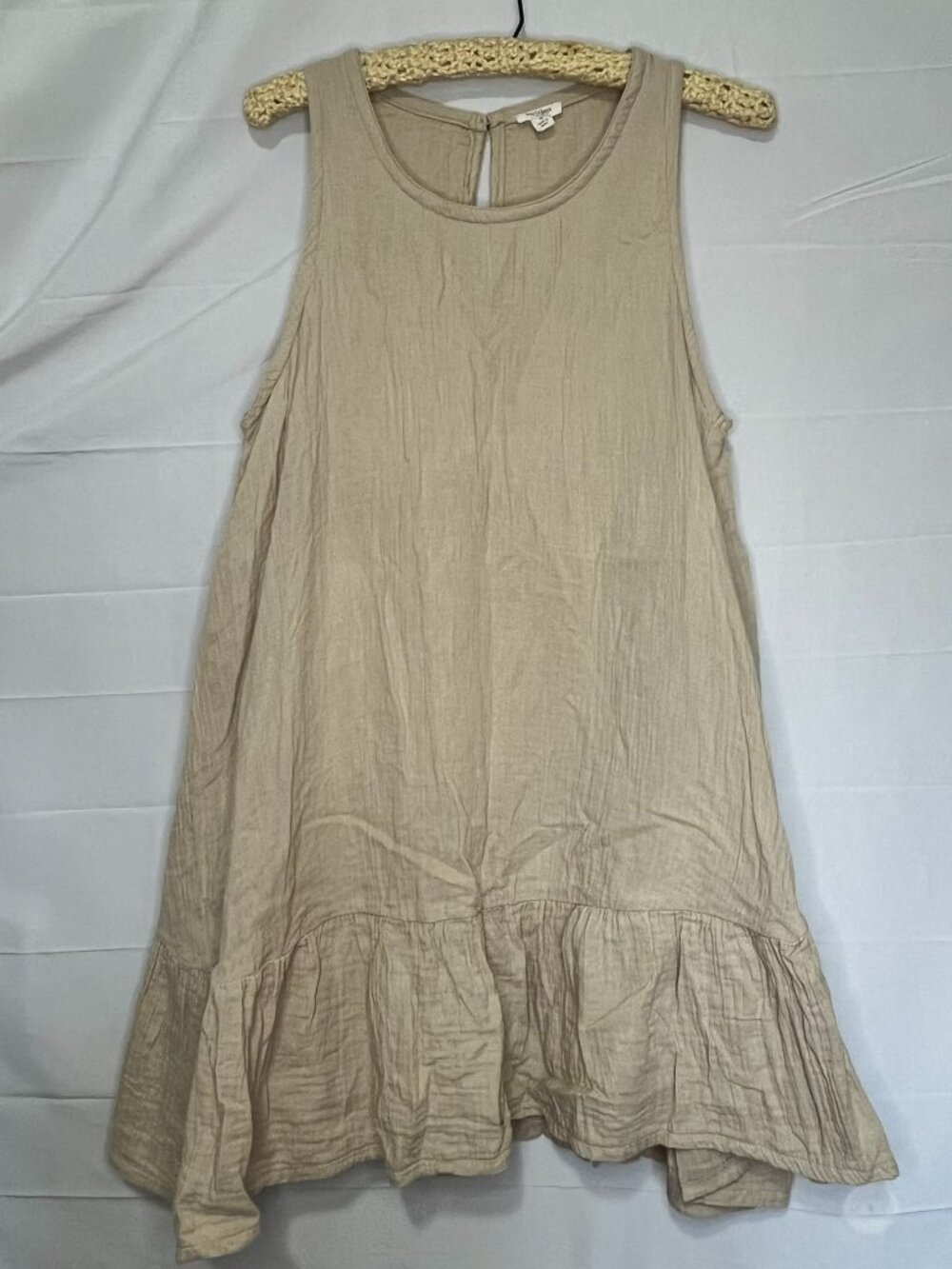 Burt's Bees 100% Organic Cotton Gauze Women's Tank Dress Cream Beige Tan Medium